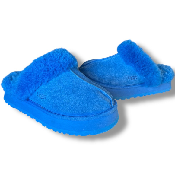 UGG Women's Disquette Platform Sheepskin & Suede Slippers in Bright Blue - US 7 - Picture 1 of 5
